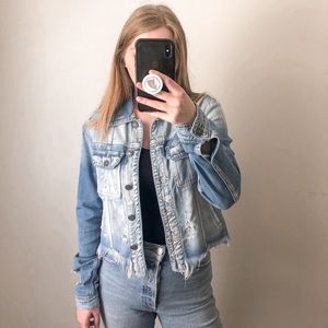 Distressed Cropped Denim Jacket